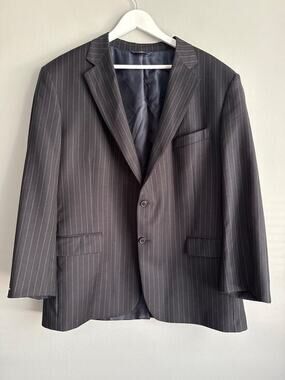 Brooks Brothers 346 Men 46R Wool Pinstripe Suit Jacket Gray Notch Lapel Office